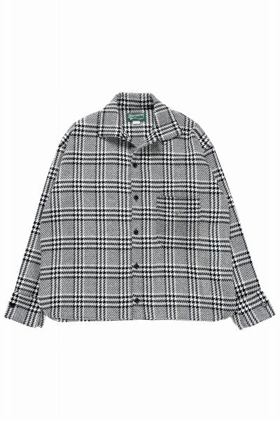 N/07 OPEN COLLAR L/S SHIRT / HOUNDSTOOTH GLEN CHECK (WHITE x GREY)