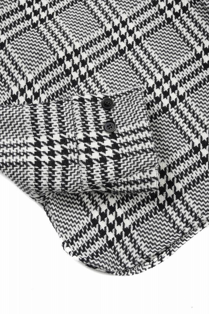 Load image into Gallery viewer, N/07 OPEN COLLAR L/S SHIRT / HOUNDSTOOTH GLEN CHECK (WHITE x GREY)