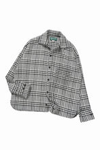 Load image into Gallery viewer, N/07 OPEN COLLAR L/S SHIRT / HOUNDSTOOTH GLEN CHECK (WHITE x GREY)