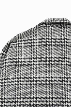 Load image into Gallery viewer, N/07 OPEN COLLAR L/S SHIRT / HOUNDSTOOTH GLEN CHECK (WHITE x GREY)