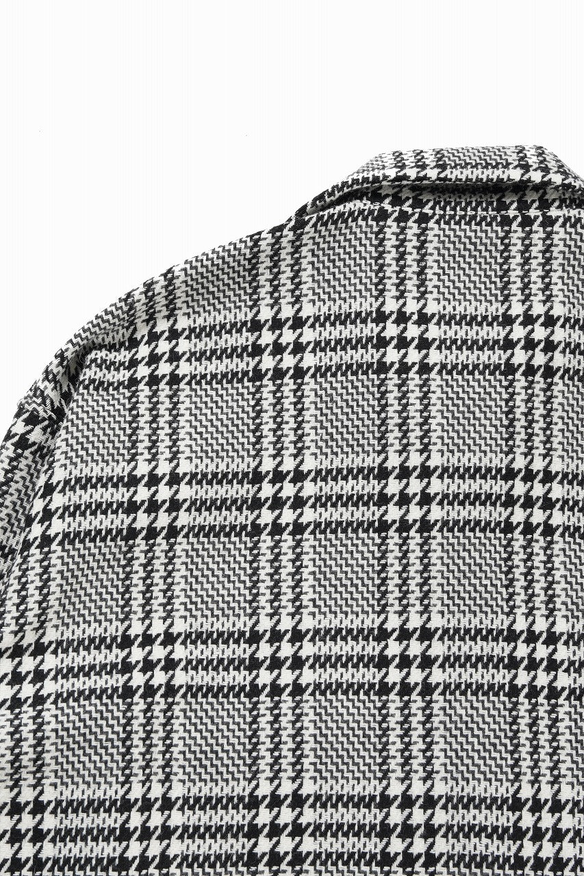 Load image into Gallery viewer, N/07 OPEN COLLAR L/S SHIRT / HOUNDSTOOTH GLEN CHECK (WHITE x GREY)
