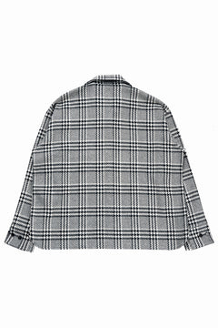 Load image into Gallery viewer, N/07 OPEN COLLAR L/S SHIRT / HOUNDSTOOTH GLEN CHECK (WHITE x GREY)
