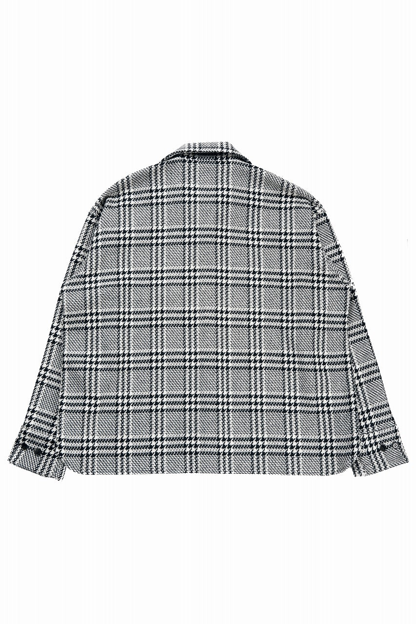 Load image into Gallery viewer, N/07 OPEN COLLAR L/S SHIRT / HOUNDSTOOTH GLEN CHECK (WHITE x GREY)