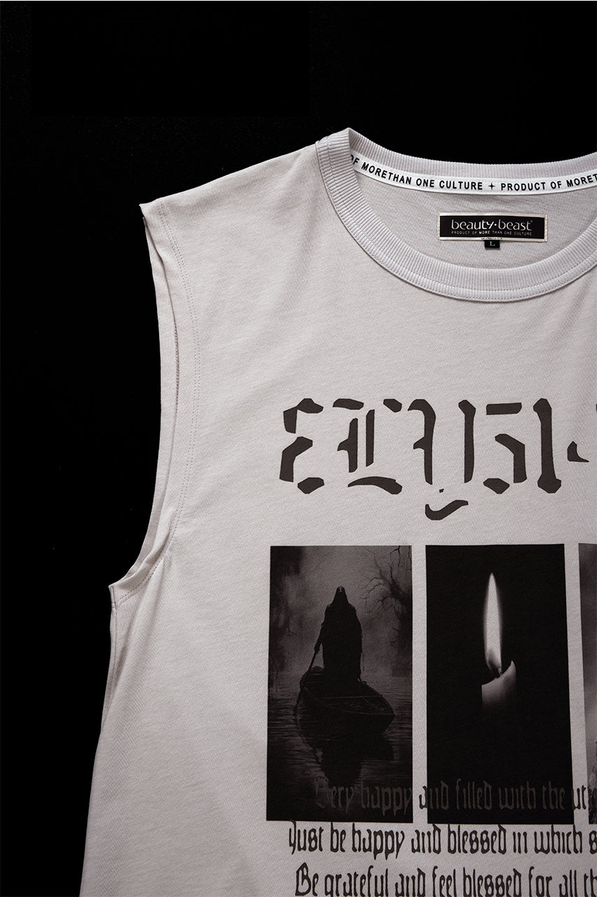 画像をギャラリービューアに読み込む, beauty : beast ESSENTIAL GRAPHIC LINE SLEEVELESS TEE (ELYSIAN / BEIGE)