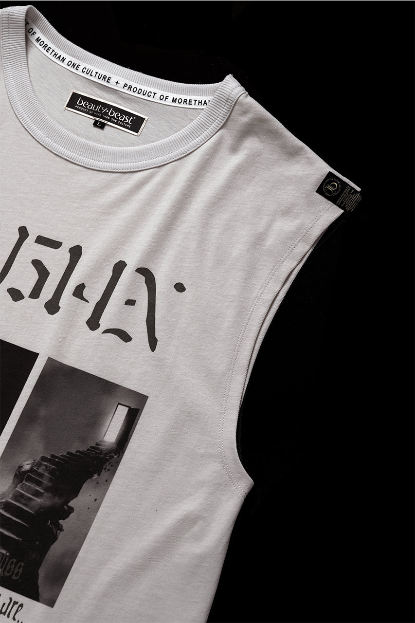 画像をギャラリービューアに読み込む, beauty : beast ESSENTIAL GRAPHIC LINE SLEEVELESS TEE (ELYSIAN / BEIGE)