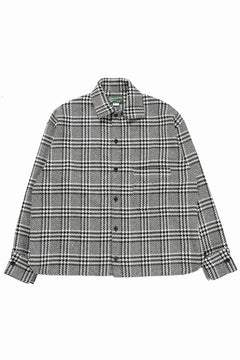 Load image into Gallery viewer, N/07 OPEN COLLAR L/S SHIRT / HOUNDSTOOTH GLEN CHECK (WHITE x BLACK)