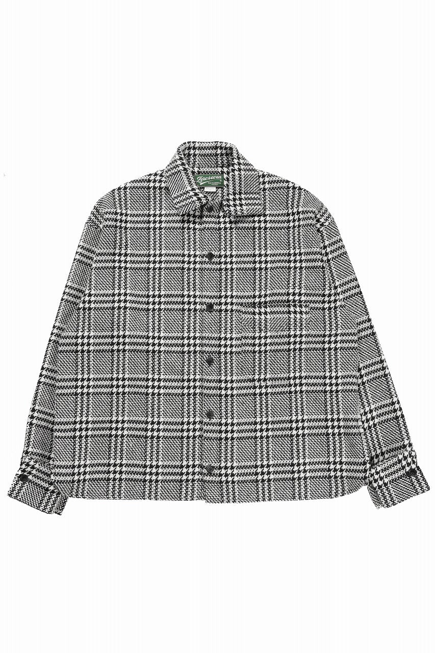 Load image into Gallery viewer, N/07 OPEN COLLAR L/S SHIRT / HOUNDSTOOTH GLEN CHECK (WHITE x BLACK)
