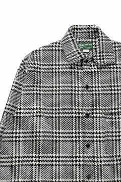 Load image into Gallery viewer, N/07 OPEN COLLAR L/S SHIRT / HOUNDSTOOTH GLEN CHECK (WHITE x BLACK)