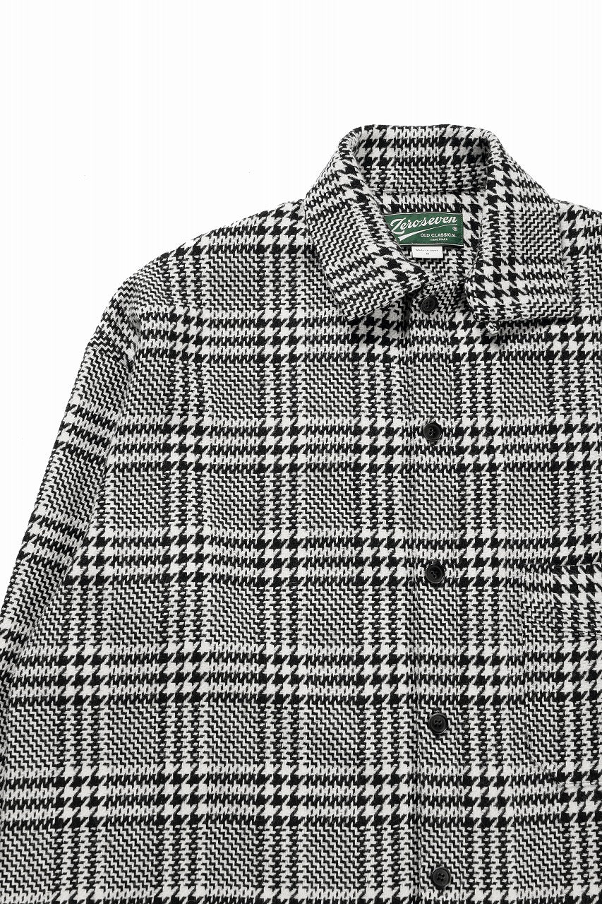Load image into Gallery viewer, N/07 OPEN COLLAR L/S SHIRT / HOUNDSTOOTH GLEN CHECK (WHITE x BLACK)
