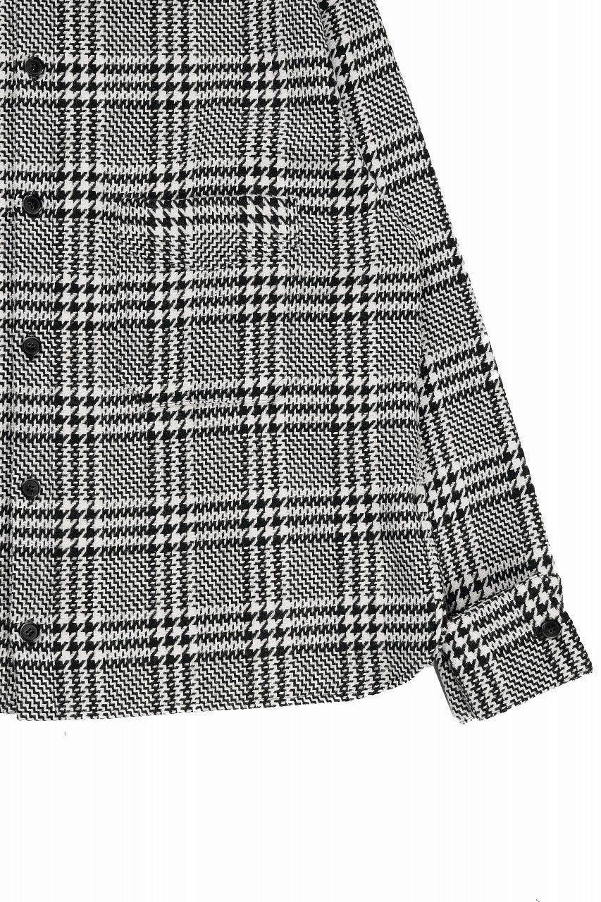 Load image into Gallery viewer, N/07 OPEN COLLAR L/S SHIRT / HOUNDSTOOTH GLEN CHECK (WHITE x BLACK)