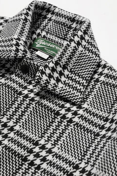 Load image into Gallery viewer, N/07 OPEN COLLAR L/S SHIRT / HOUNDSTOOTH GLEN CHECK (WHITE x BLACK)