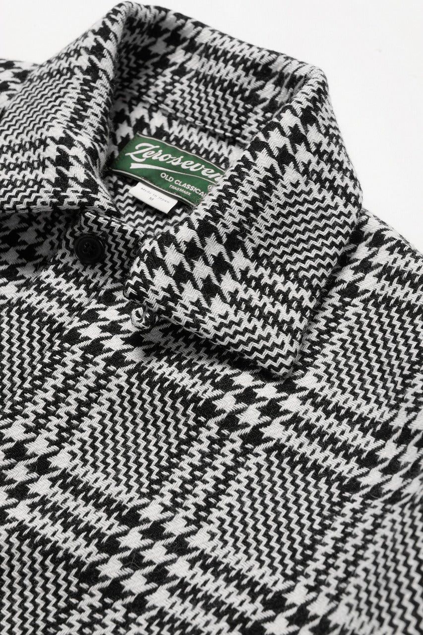 Load image into Gallery viewer, N/07 OPEN COLLAR L/S SHIRT / HOUNDSTOOTH GLEN CHECK (WHITE x BLACK)