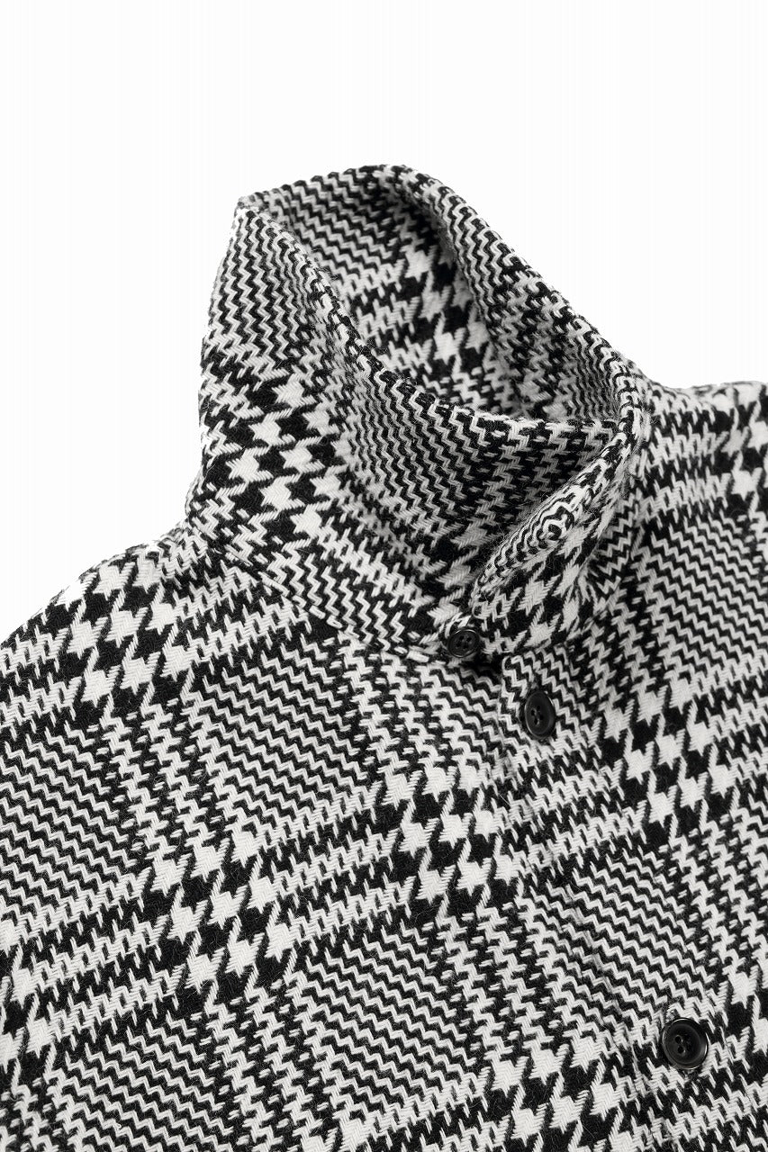 Load image into Gallery viewer, N/07 OPEN COLLAR L/S SHIRT / HOUNDSTOOTH GLEN CHECK (WHITE x BLACK)