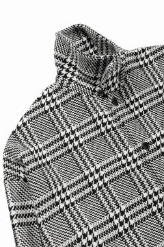 Load image into Gallery viewer, N/07 OPEN COLLAR L/S SHIRT / HOUNDSTOOTH GLEN CHECK (WHITE x BLACK)