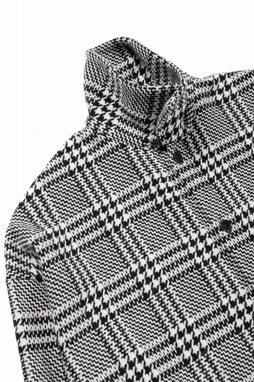 Load image into Gallery viewer, N/07 OPEN COLLAR L/S SHIRT / HOUNDSTOOTH GLEN CHECK (WHITE x BLACK)