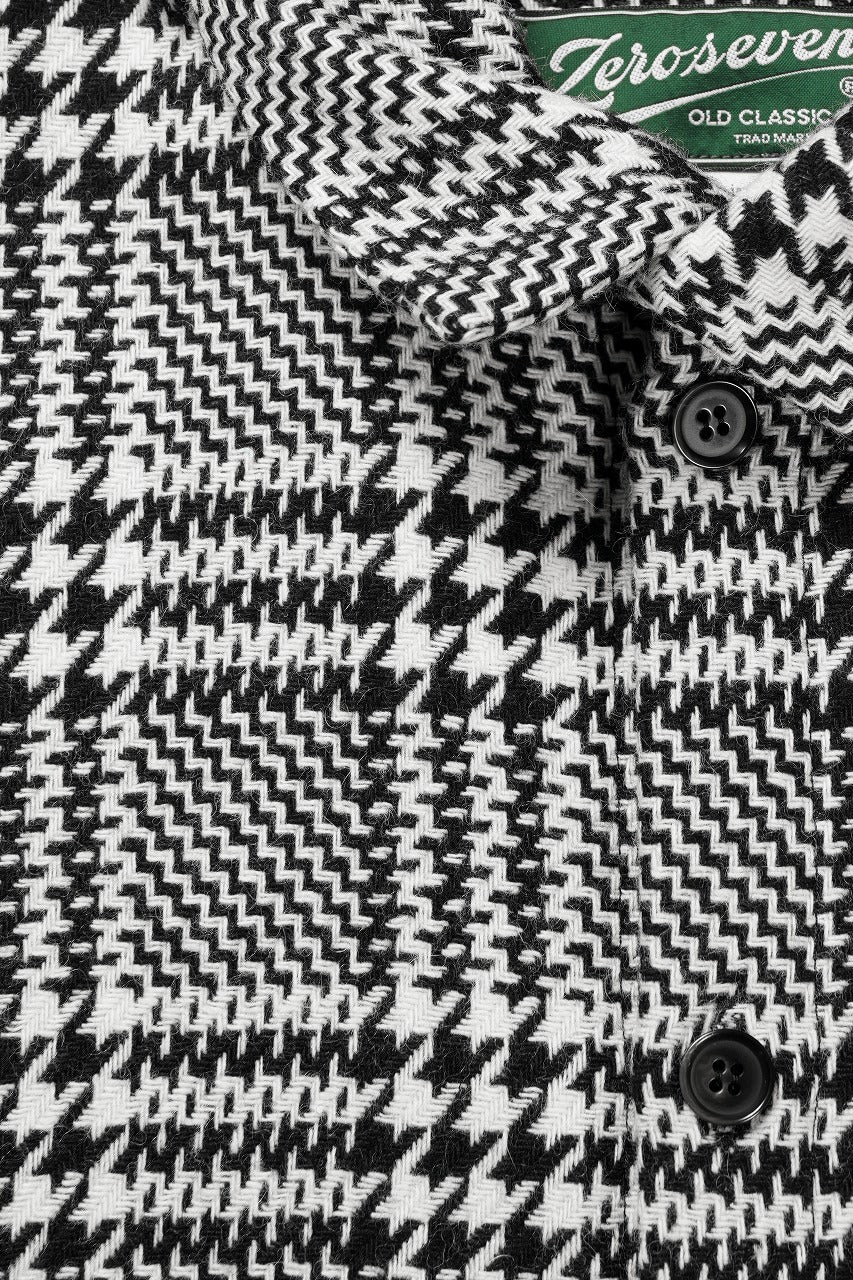 Load image into Gallery viewer, N/07 OPEN COLLAR L/S SHIRT / HOUNDSTOOTH GLEN CHECK (WHITE x BLACK)
