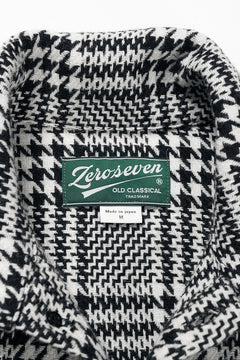 Load image into Gallery viewer, N/07 OPEN COLLAR L/S SHIRT / HOUNDSTOOTH GLEN CHECK (WHITE x BLACK)