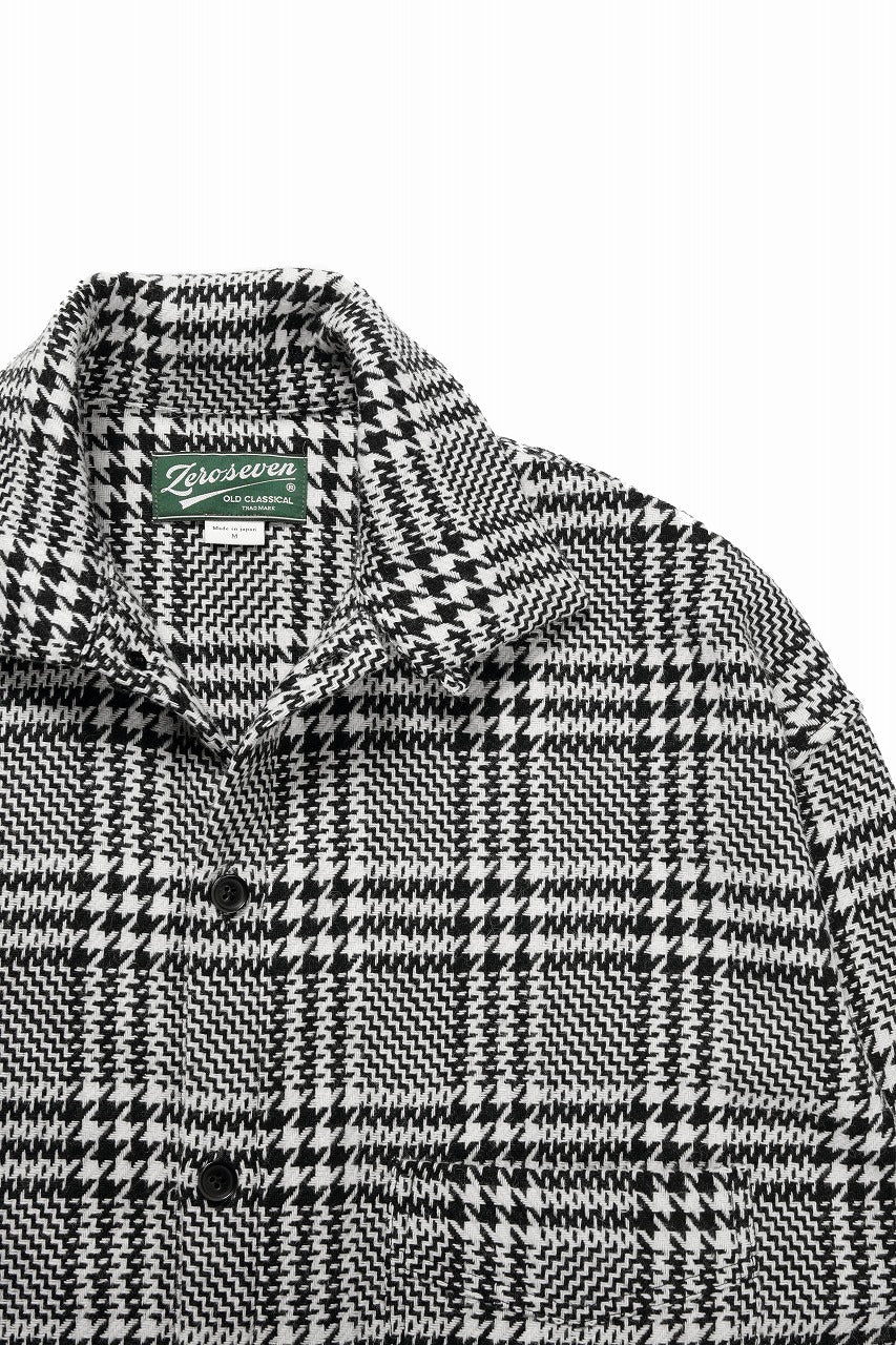 Load image into Gallery viewer, N/07 OPEN COLLAR L/S SHIRT / HOUNDSTOOTH GLEN CHECK (WHITE x BLACK)