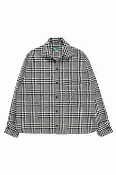 Load image into Gallery viewer, N/07 OPEN COLLAR L/S SHIRT / HOUNDSTOOTH GLEN CHECK (WHITE x BLACK)