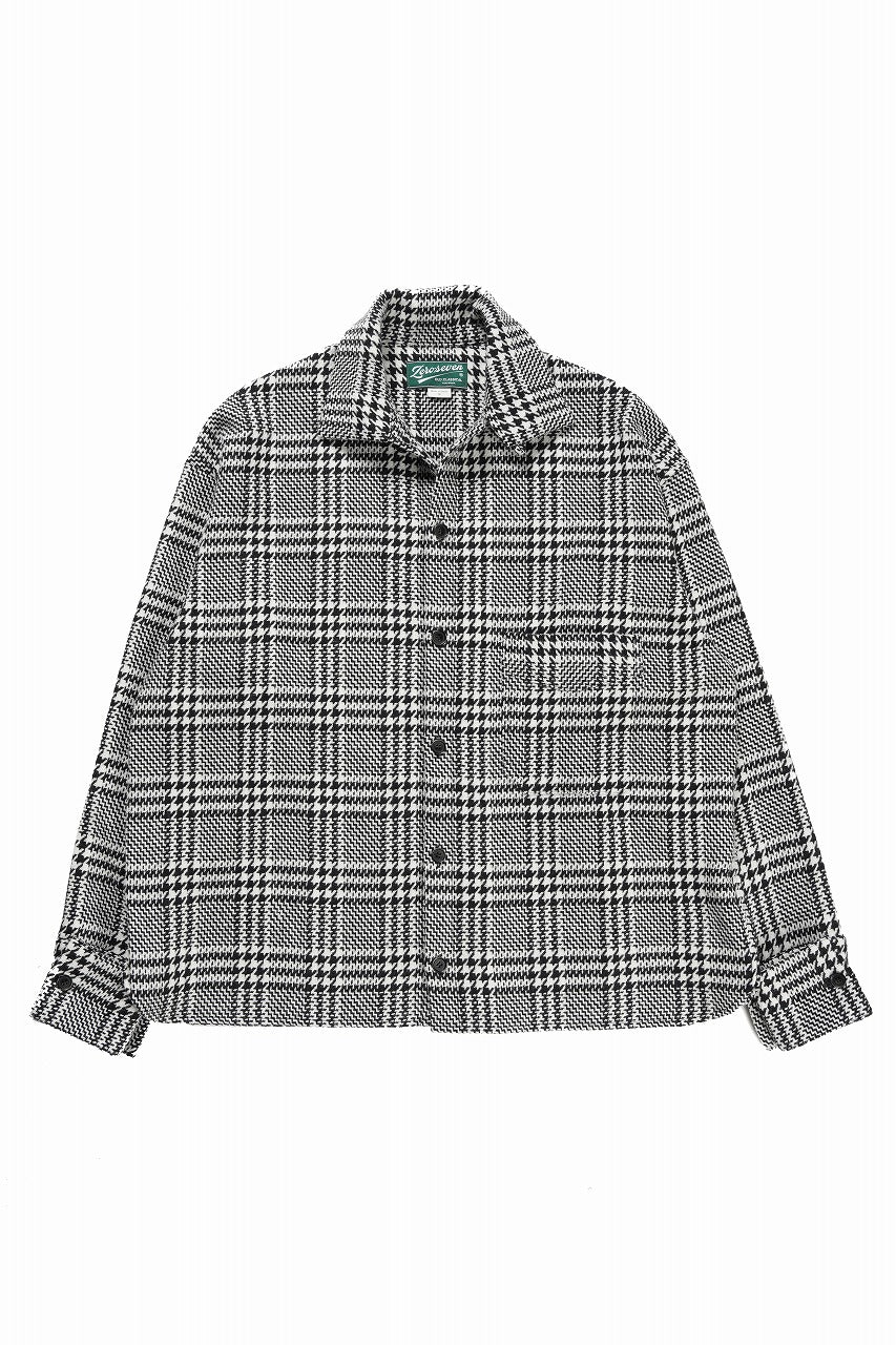 Load image into Gallery viewer, N/07 OPEN COLLAR L/S SHIRT / HOUNDSTOOTH GLEN CHECK (WHITE x BLACK)