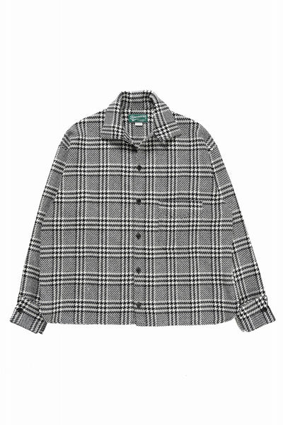 N/07 OPEN COLLAR L/S SHIRT / HOUNDSTOOTH GLEN CHECK (WHITE x BLACK)