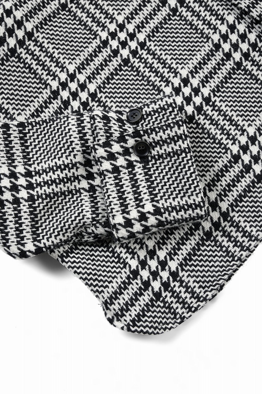 Load image into Gallery viewer, N/07 OPEN COLLAR L/S SHIRT / HOUNDSTOOTH GLEN CHECK (WHITE x BLACK)
