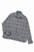 Load image into Gallery viewer, N/07 OPEN COLLAR L/S SHIRT / HOUNDSTOOTH GLEN CHECK (WHITE x BLACK)