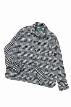 Load image into Gallery viewer, N/07 OPEN COLLAR L/S SHIRT / HOUNDSTOOTH GLEN CHECK (WHITE x BLACK)