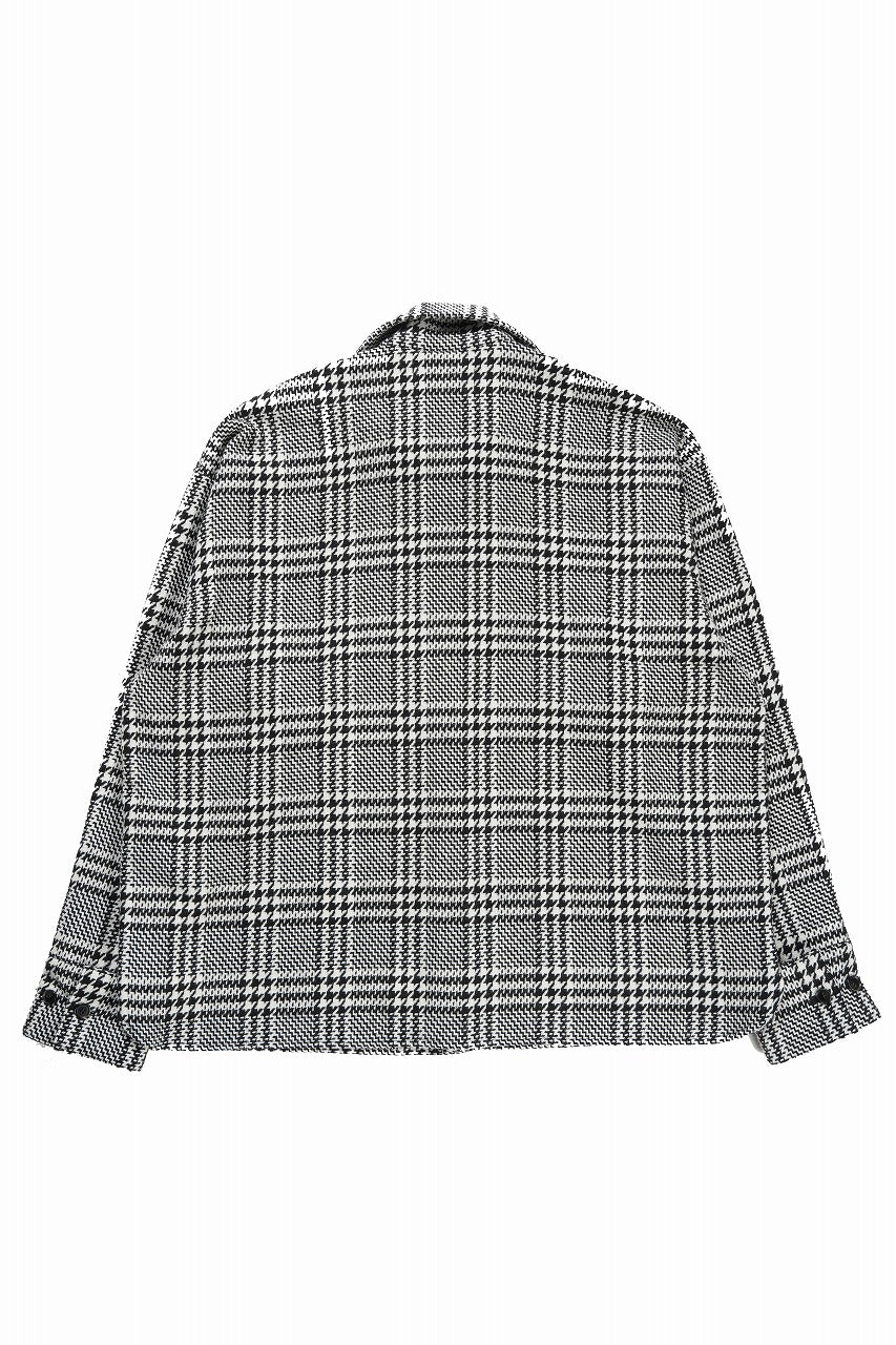 Load image into Gallery viewer, N/07 OPEN COLLAR L/S SHIRT / HOUNDSTOOTH GLEN CHECK (WHITE x BLACK)