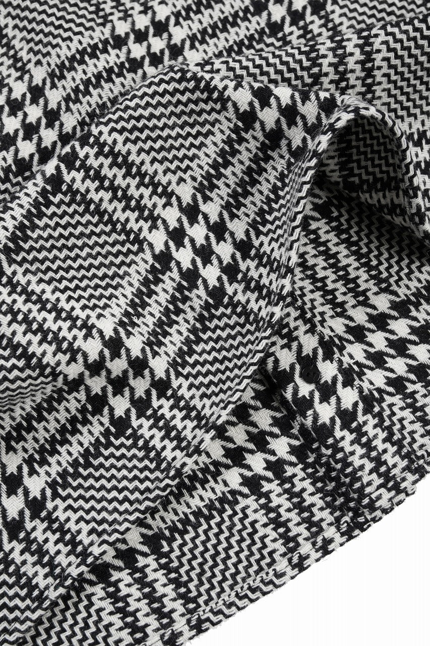 Load image into Gallery viewer, N/07 OPEN COLLAR L/S SHIRT / HOUNDSTOOTH GLEN CHECK (WHITE x BLACK)