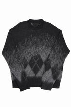 画像をギャラリービューアに読み込む, ISABEL BENENATO Gauzed Mohair Crew-Neck Sweater in Shaded Check (BLACK / GRAPHITE)