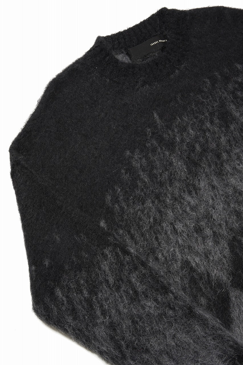 画像をギャラリービューアに読み込む, ISABEL BENENATO Gauzed Mohair Crew-Neck Sweater in Shaded Check (BLACK / GRAPHITE)