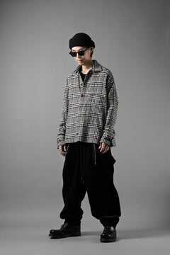 Load image into Gallery viewer, N/07 OPEN COLLAR L/S SHIRT / HOUNDSTOOTH GLEN CHECK (WHITE x BLACK)