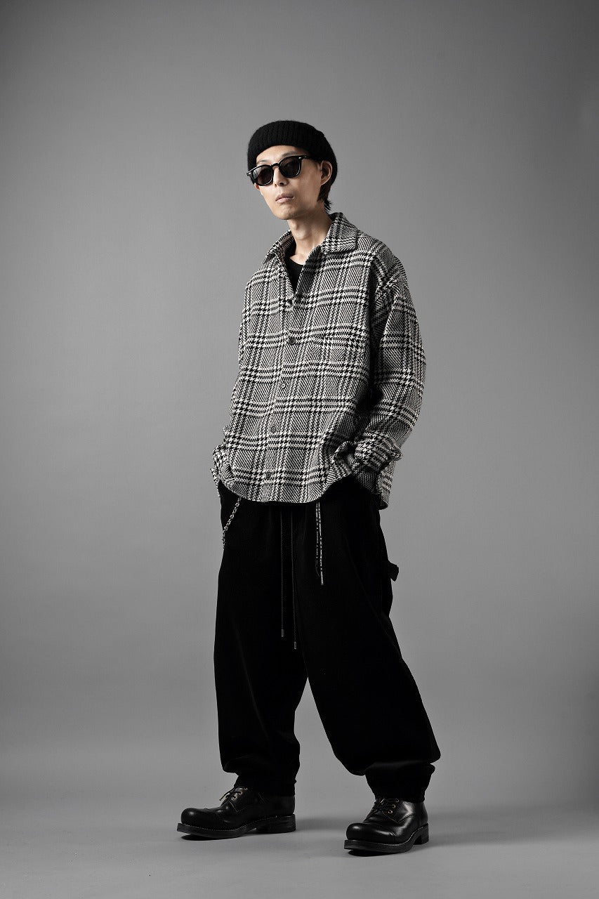 Load image into Gallery viewer, N/07 OPEN COLLAR L/S SHIRT / HOUNDSTOOTH GLEN CHECK (WHITE x BLACK)
