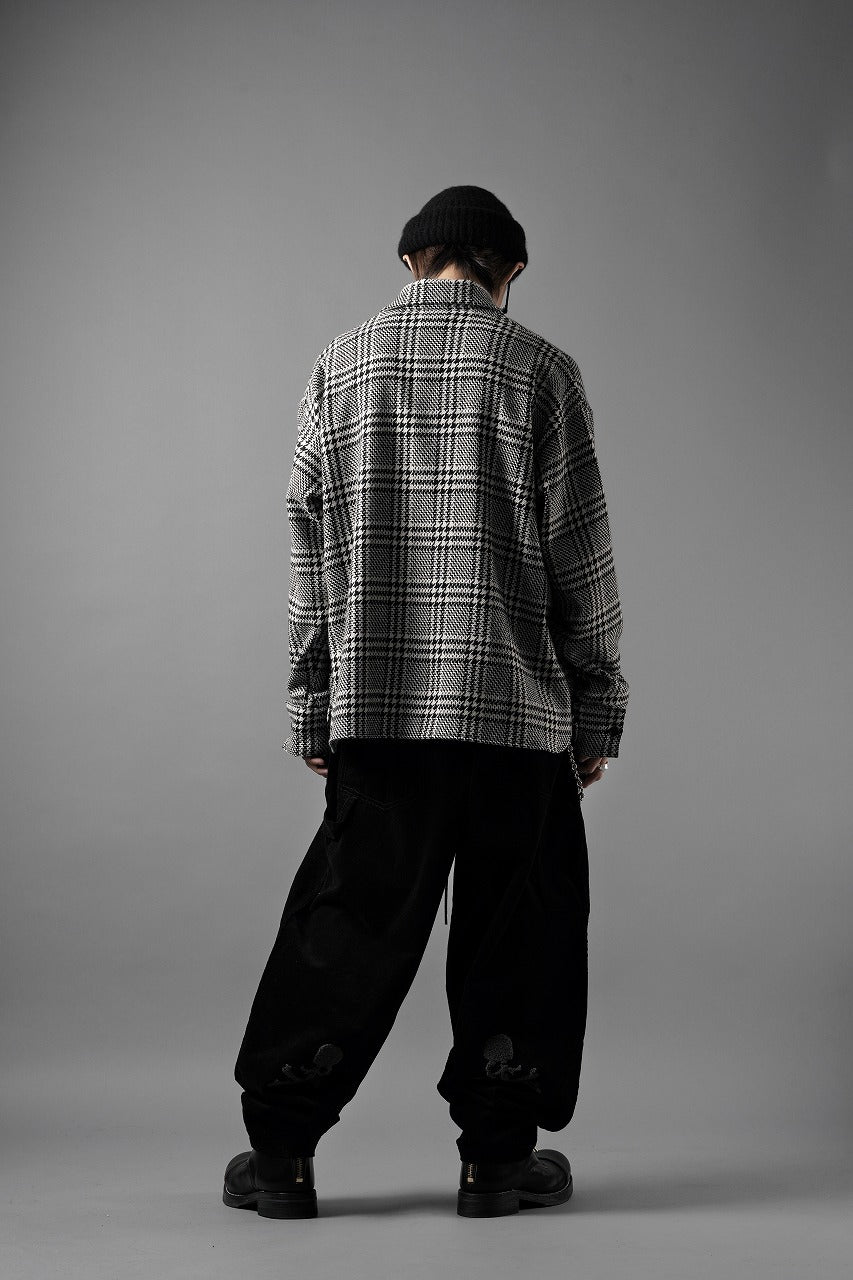 Load image into Gallery viewer, N/07 OPEN COLLAR L/S SHIRT / HOUNDSTOOTH GLEN CHECK (WHITE x BLACK)
