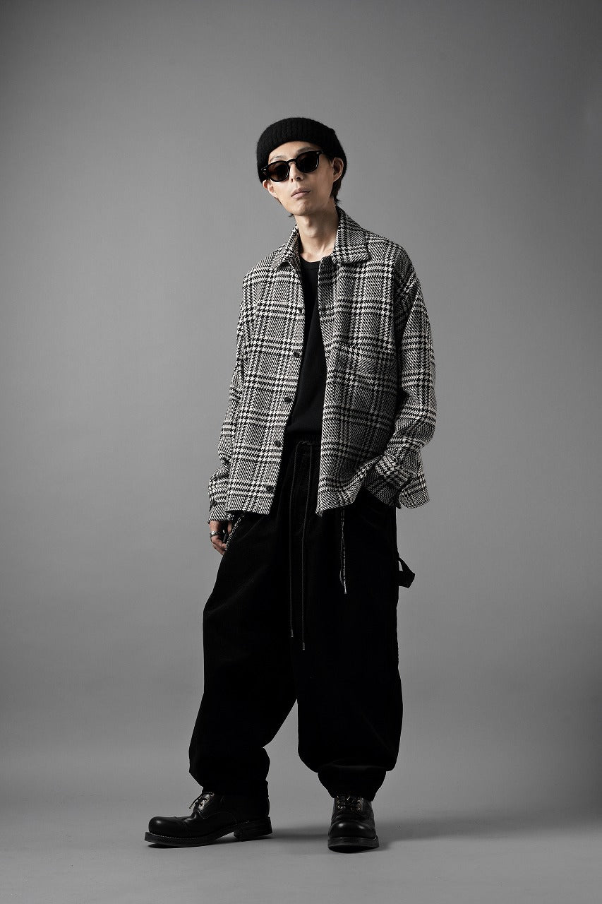 Load image into Gallery viewer, N/07 OPEN COLLAR L/S SHIRT / HOUNDSTOOTH GLEN CHECK (WHITE x BLACK)