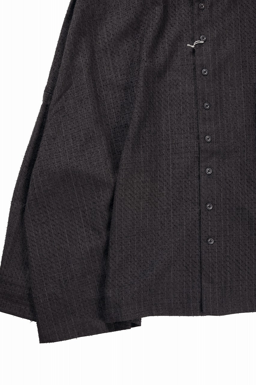 Load image into Gallery viewer, KLASICA EXTRA WIDE OUTER SHIRTS / FORK NEEDLE PUNCH SUPER 100's PENCIL STRIPE (IRON BROWN STRIPES)