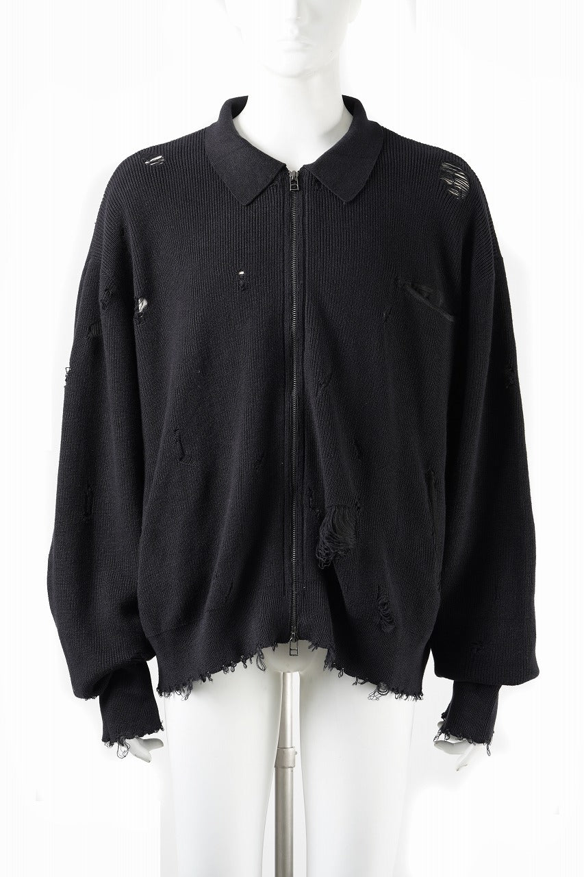 Load image into Gallery viewer, Professor.E DESTROYED KNIT JACKET (BLACK)