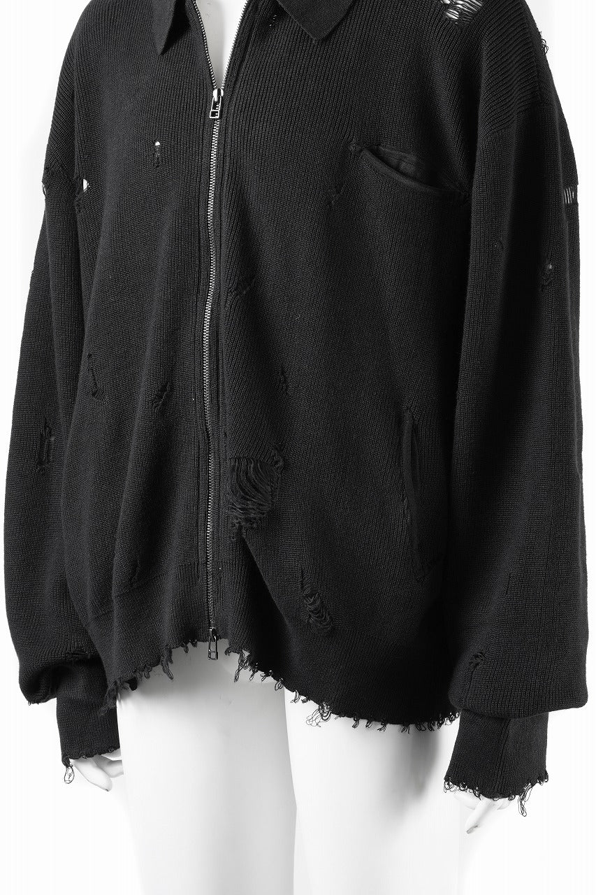 Load image into Gallery viewer, Professor.E DESTROYED KNIT JACKET (BLACK)