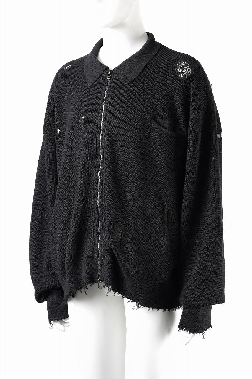 Load image into Gallery viewer, Professor.E DESTROYED KNIT JACKET (BLACK)