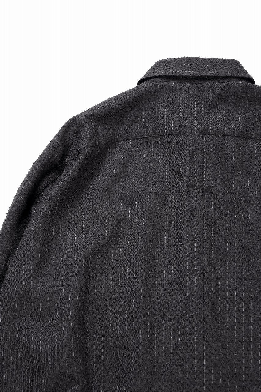 Load image into Gallery viewer, KLASICA EXTRA WIDE OUTER SHIRTS / FORK NEEDLE PUNCH SUPER 100's PENCIL STRIPE (IRON BROWN STRIPES)