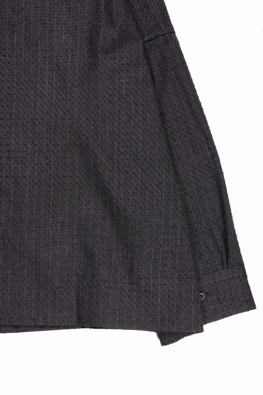 Load image into Gallery viewer, KLASICA EXTRA WIDE OUTER SHIRTS / FORK NEEDLE PUNCH SUPER 100's PENCIL STRIPE (IRON BROWN STRIPES)