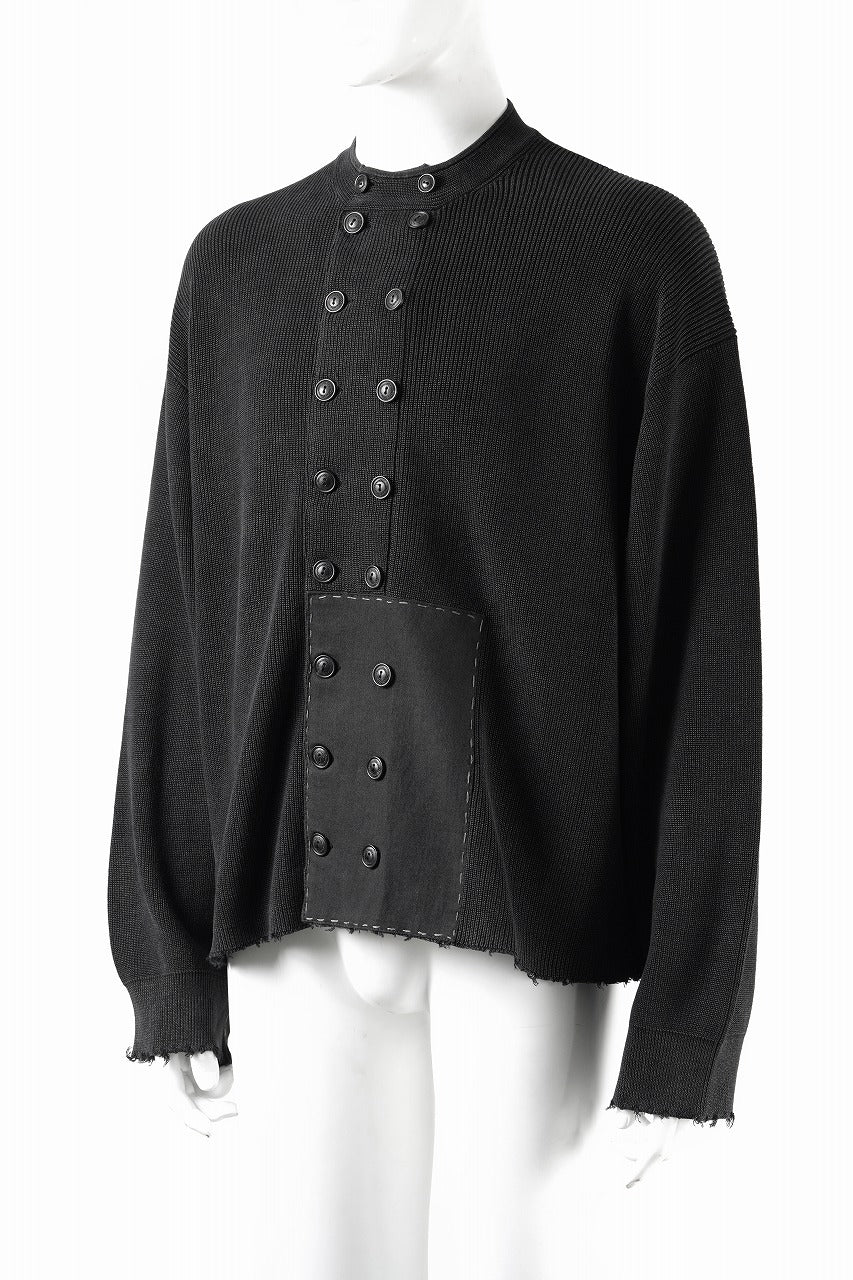 Load image into Gallery viewer, Professor.E DOUBLED BREASTED AGED KNIT (BLACK)