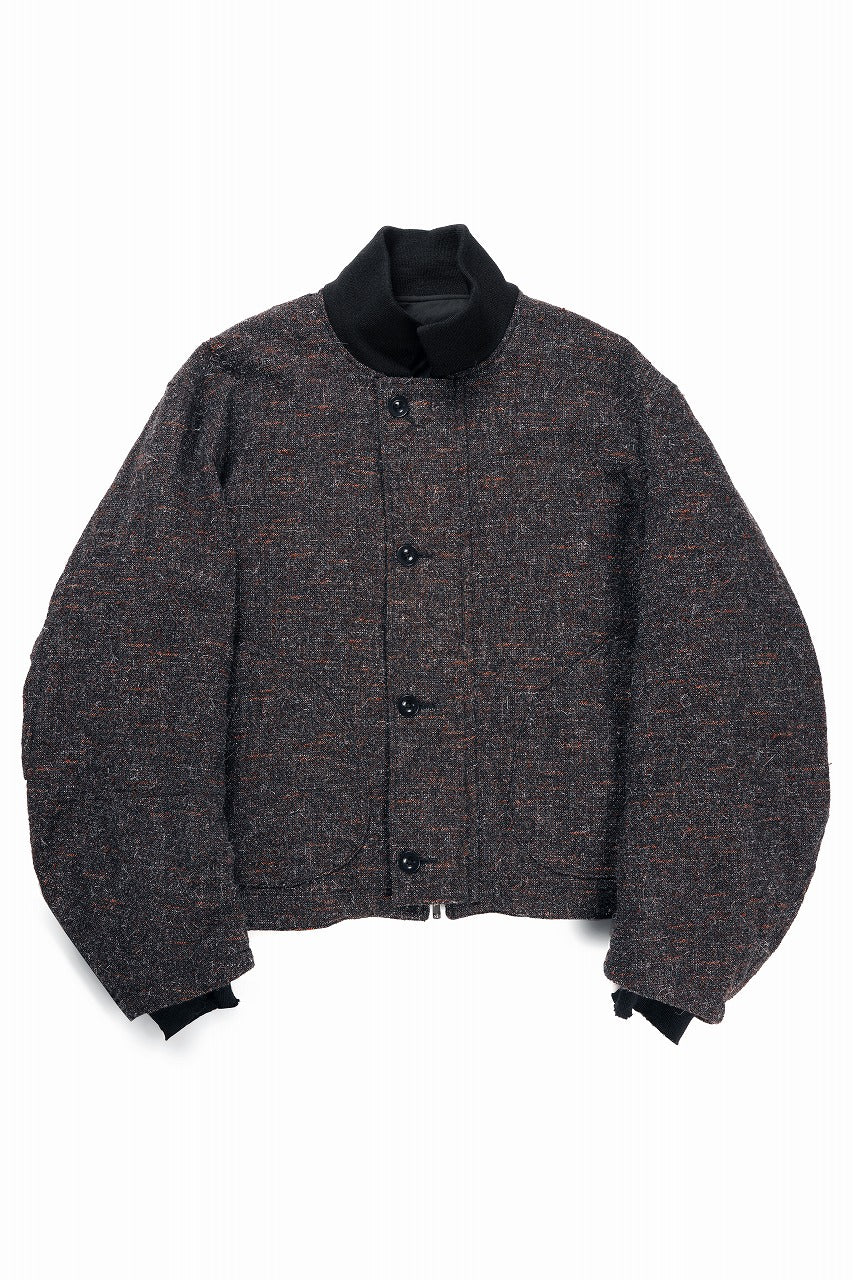 Load image into Gallery viewer, KLASICA VOLUME SLEEVE TANKERS BLOUSON / REGENERATED KEMP MIXED TWEED (MIX BROWN)