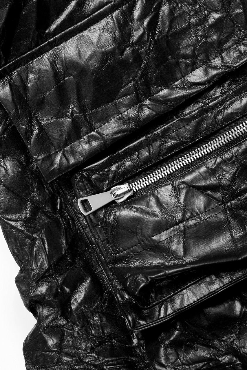 画像をギャラリービューアに読み込む, A.F ARTEFACT TUCK CARGO PANTS / WASHER SYNTHETIC LEATHER (BLACK)