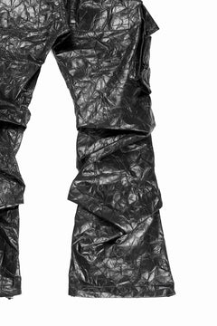 画像をギャラリービューアに読み込む, A.F ARTEFACT TUCK CARGO PANTS / WASHER SYNTHETIC LEATHER (BLACK)