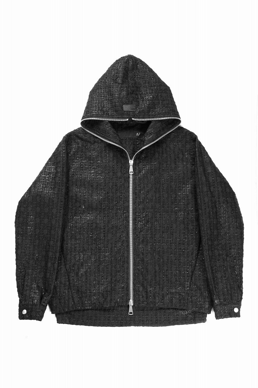 Load image into Gallery viewer, A.F ARTEFACT HOODED ZIPPER BLOUSON / LUXURY TWEED (BLACK)