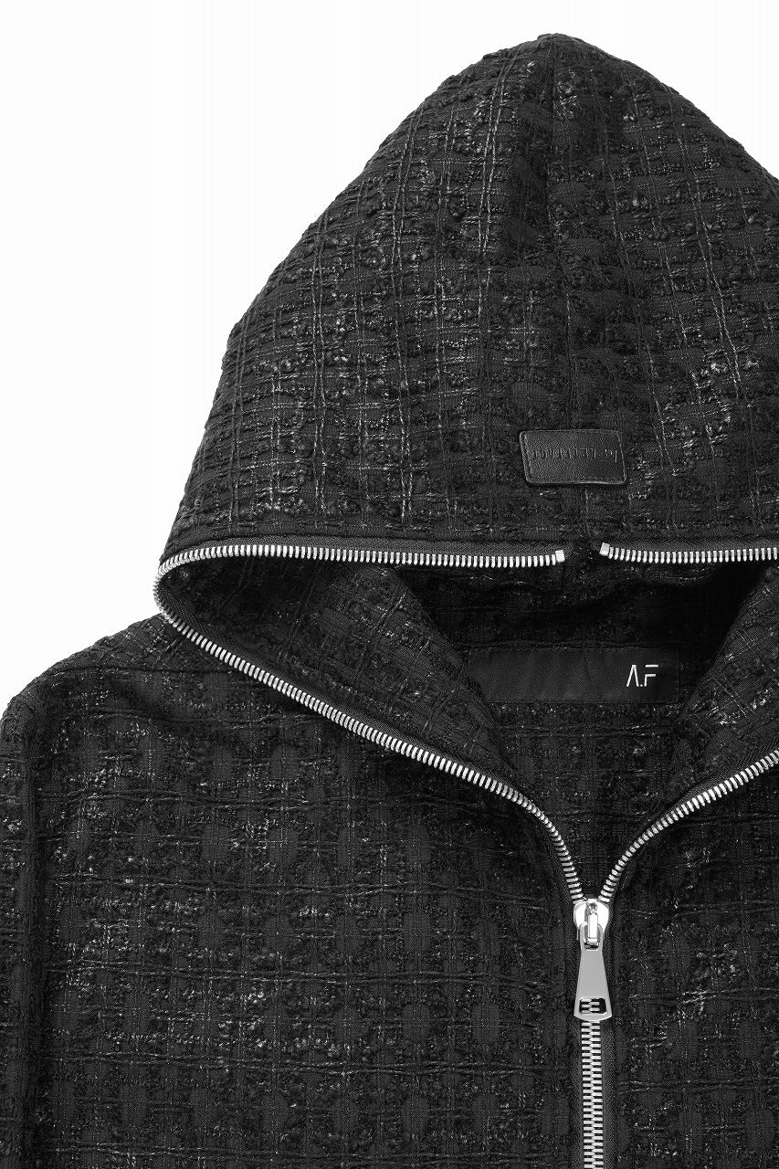 Load image into Gallery viewer, A.F ARTEFACT HOODED ZIPPER BLOUSON / LUXURY TWEED (BLACK)