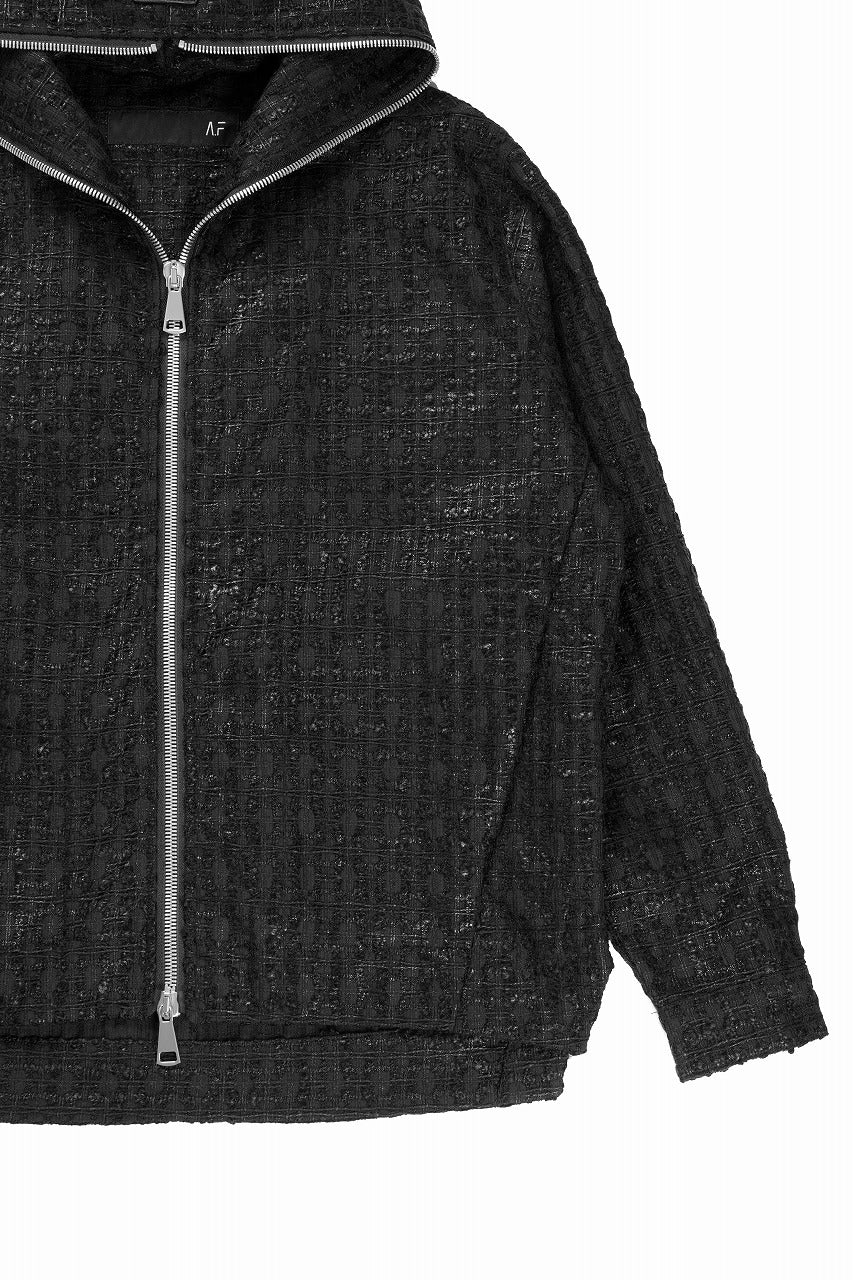 Load image into Gallery viewer, A.F ARTEFACT HOODED ZIPPER BLOUSON / LUXURY TWEED (BLACK)