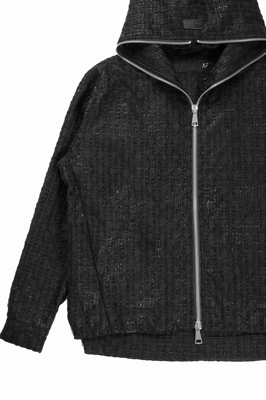 Load image into Gallery viewer, A.F ARTEFACT HOODED ZIPPER BLOUSON / LUXURY TWEED (BLACK)